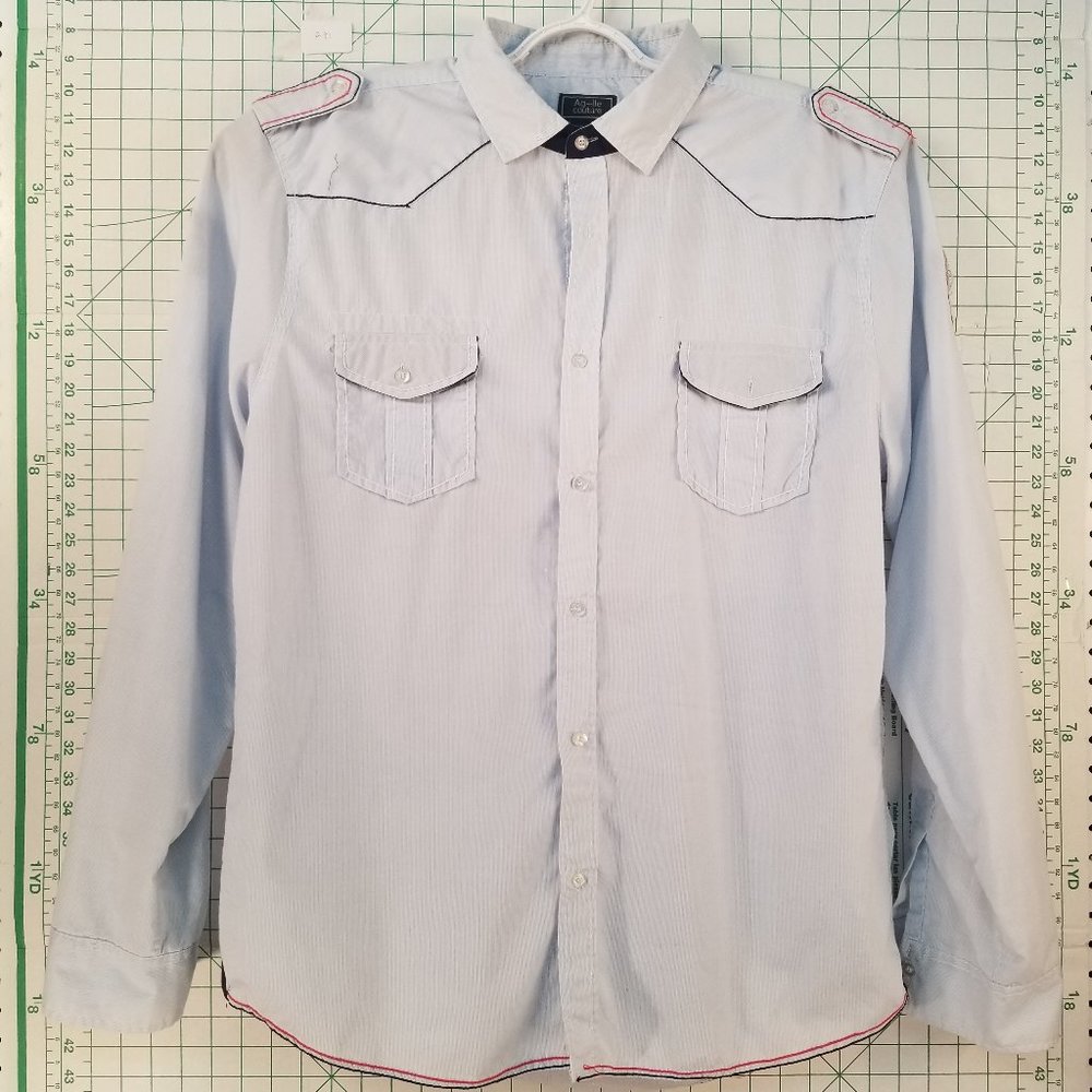 Agile Couture Blue Long Sleeve Button Up 2XL